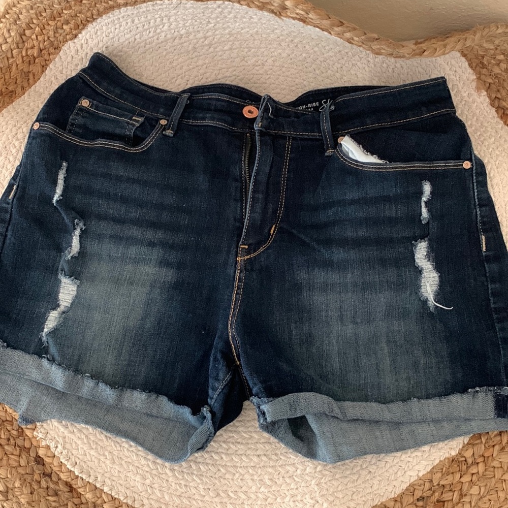 High-rise denim shorts